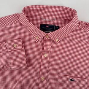 Vineyard Vines Performance Shirt Mens XL Red Gingham Classic Long Sleeve Tucker